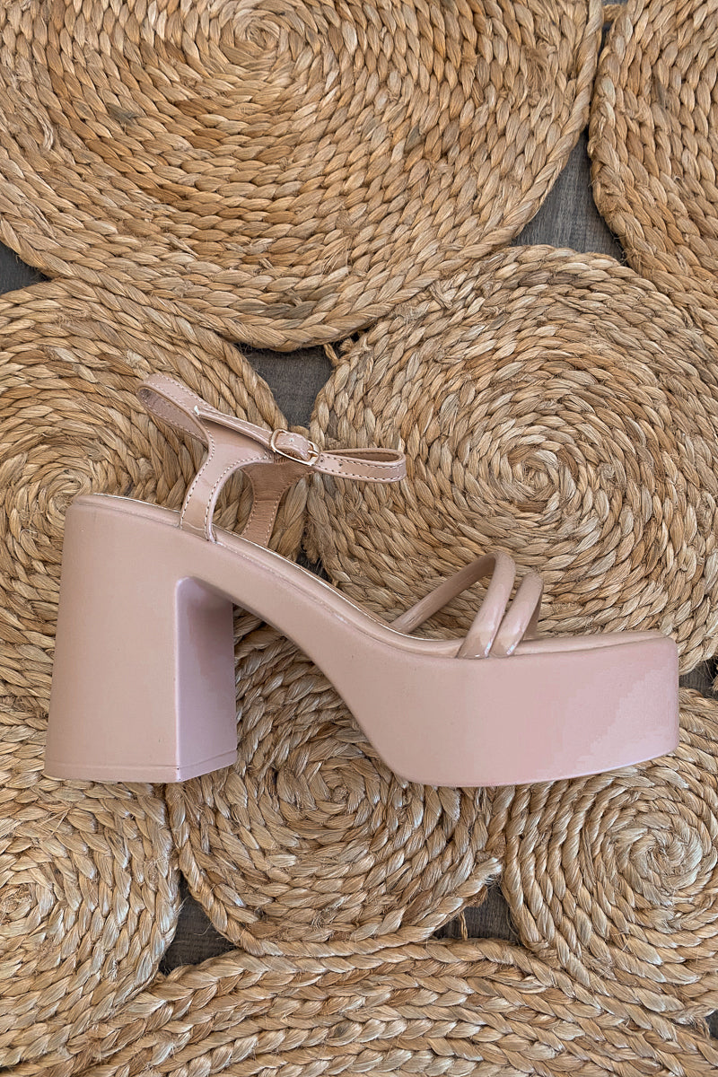nude platform chunky heel sandal with ankle strap - Chinese Laundry Avianna Heels