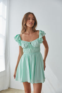 teal keyhole front babydoll dress | mint green dress | babydoll mini dress