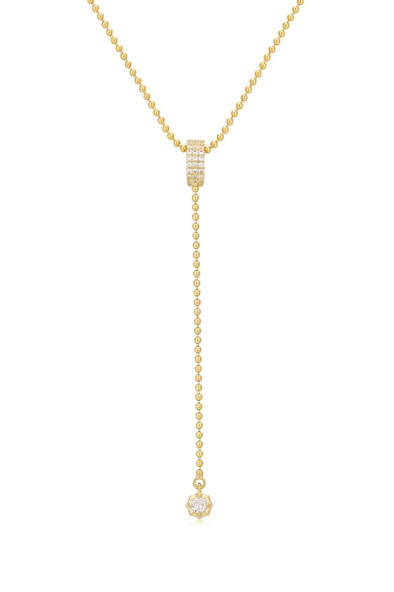 gold pave pendant lariat necklace by LUV AJ