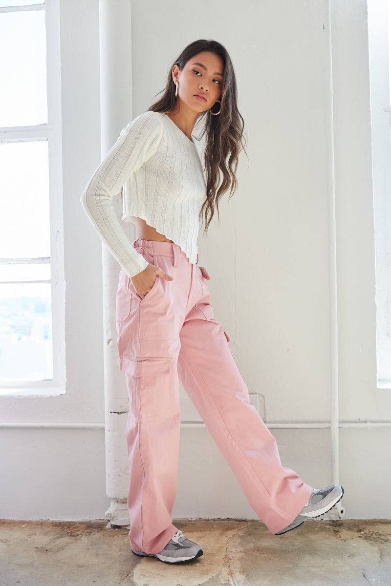 women's trendy boutique fashion - pink utility pants