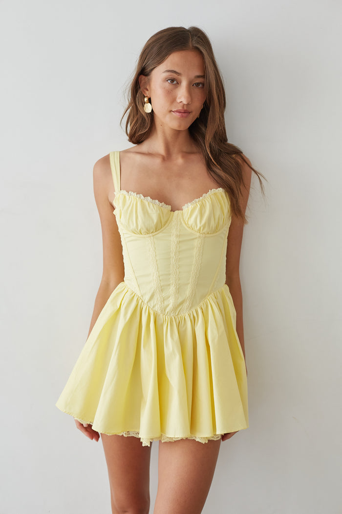 Belle Lace Trim Corset Mini Dress | Shop American Threads Boutique White / L Belle Lace Trim Corset Mini Dress | Shop American Threads Boutique White / L