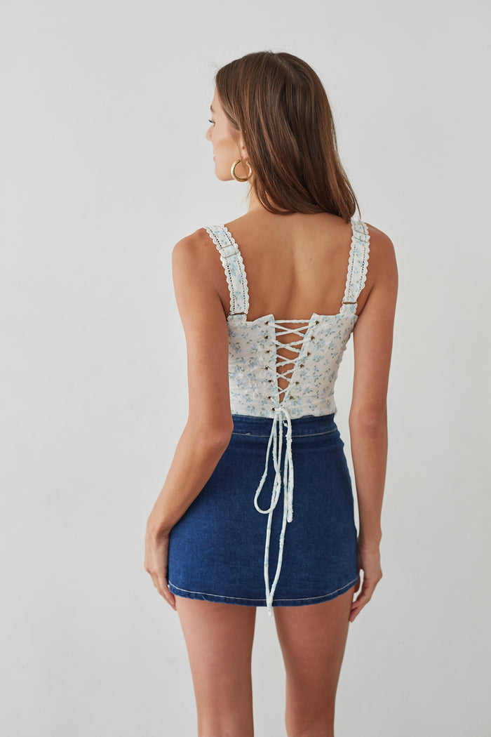 Beverly Lace Trim Floral Bustier Corset Top • Shop American Threads