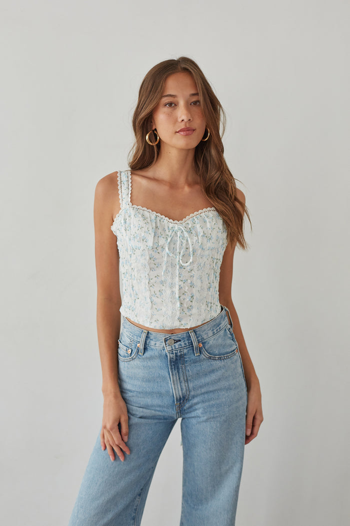 Beverly Lace Trim Floral Bustier Corset Top • Shop American Threads