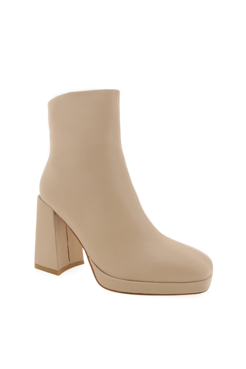 beige square toe booties with block heel - trendy shoes for fall 