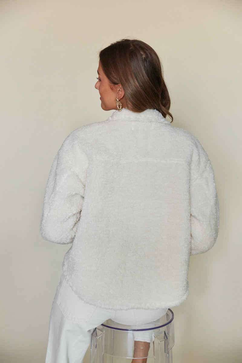 white cozy outerwear boutique | sherpa fleece warm jacket for christmas 