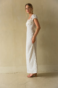side View | Polka Dot lace trim Maxi Dress | Beach vacation Dress