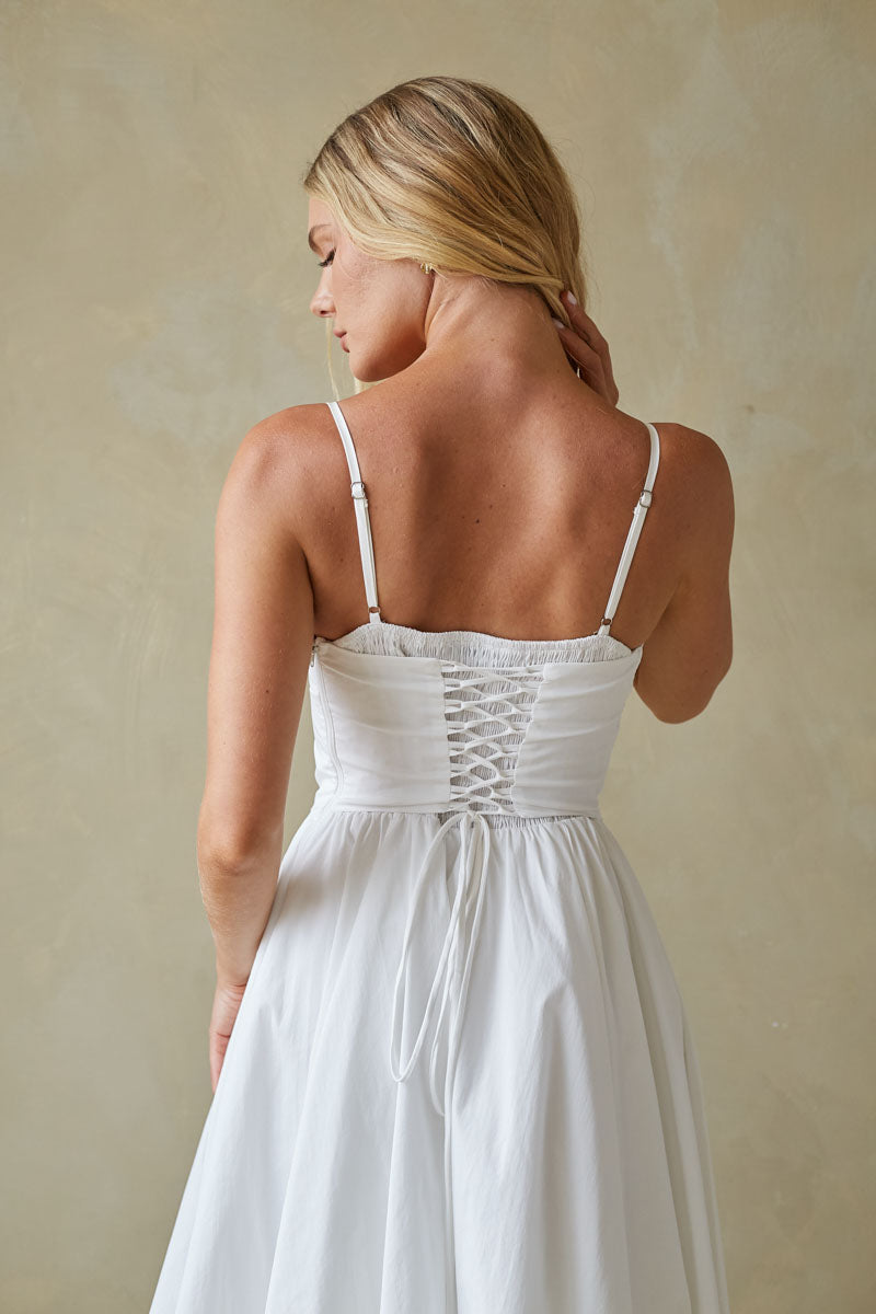 Britton Corset Midi Dress | Shop American Threads Boutique White / S Britton Corset Midi Dress | Shop American Threads Boutique White / S