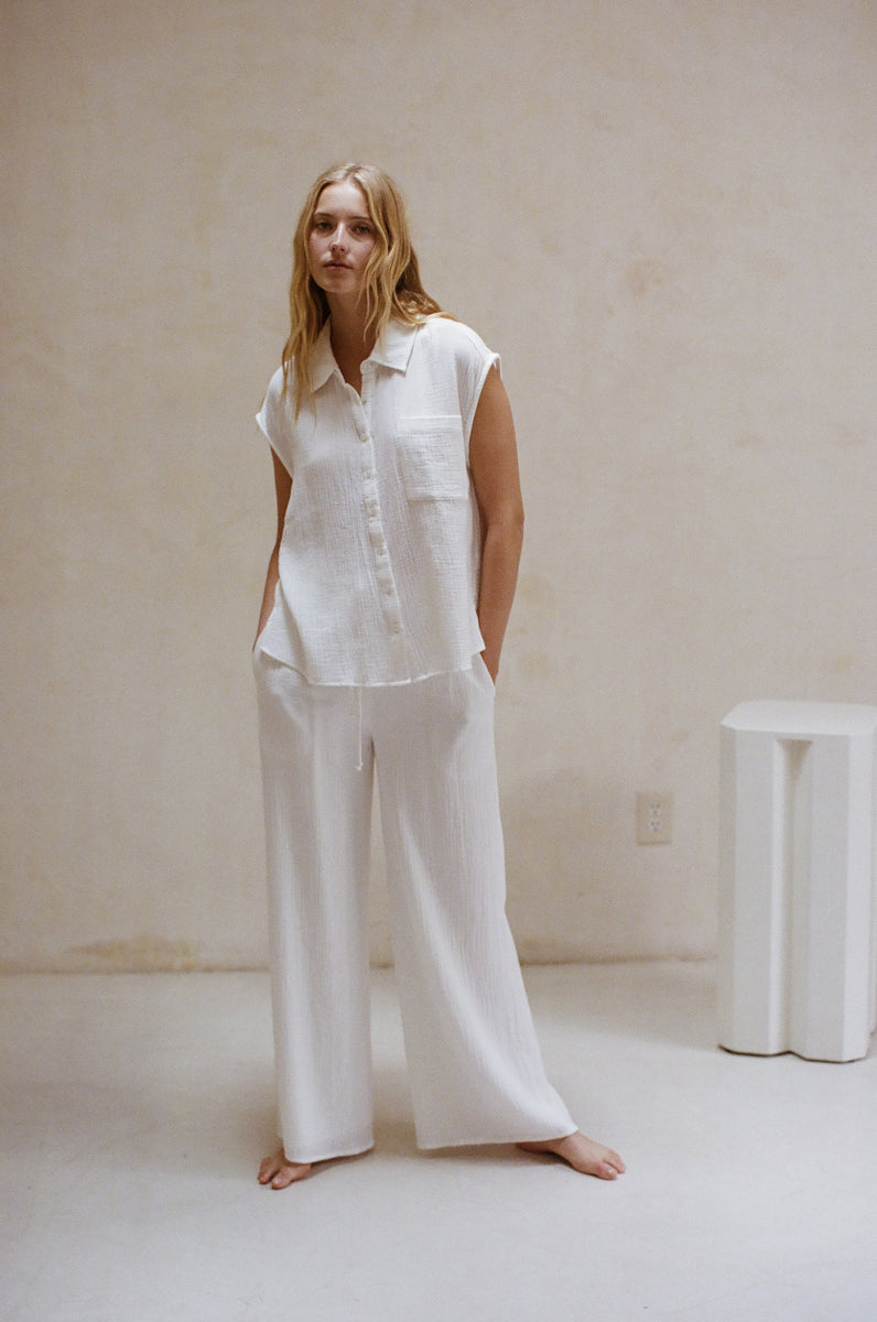 Shirt White Wide Leg Dress Pants Bruna Cotton Wide Leg Pants Shop American Threads Women's Shirt White Wide Leg Dress Pants Bruna Cotton Wide Leg Pants Shop American Threads Women's