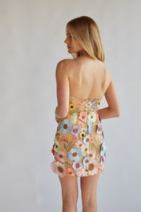nude illusion pastel flower mini dress | spring floral mini dress