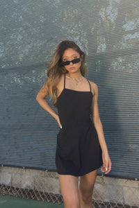 Carly Airbrush Tennis Dress in Black Black / M Carly Airbrush Tennis Dress in Black Black / M