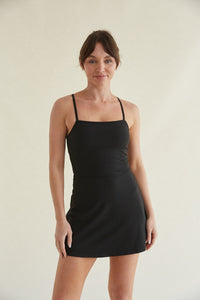 Carly Airbrush Tennis Dress in Black Black / M Carly Airbrush Tennis Dress in Black Black / M