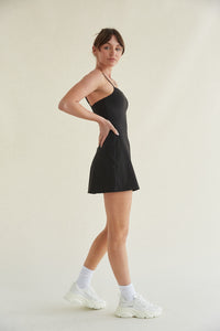 smoothing and flattering activewear black dress