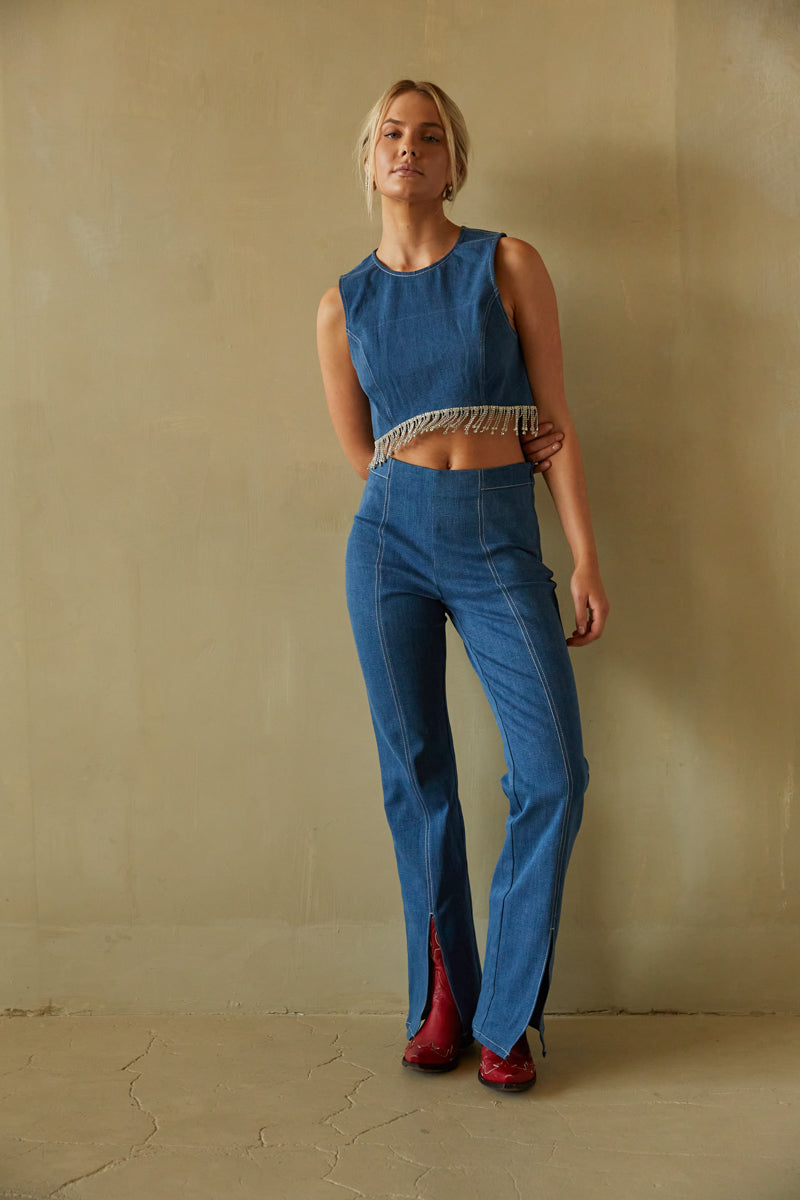 Carrie Denim Flare Jeans • Shop American Threads Women's Trendy