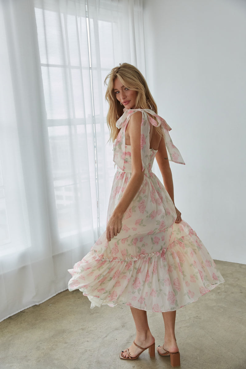 floral maxi dress - feminine summer maxi dress - summer wedding guest dress