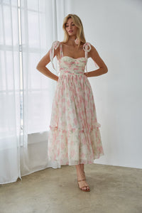 floral chiffon maxi dress - pink floral summer maxi dress - sorority rush dress