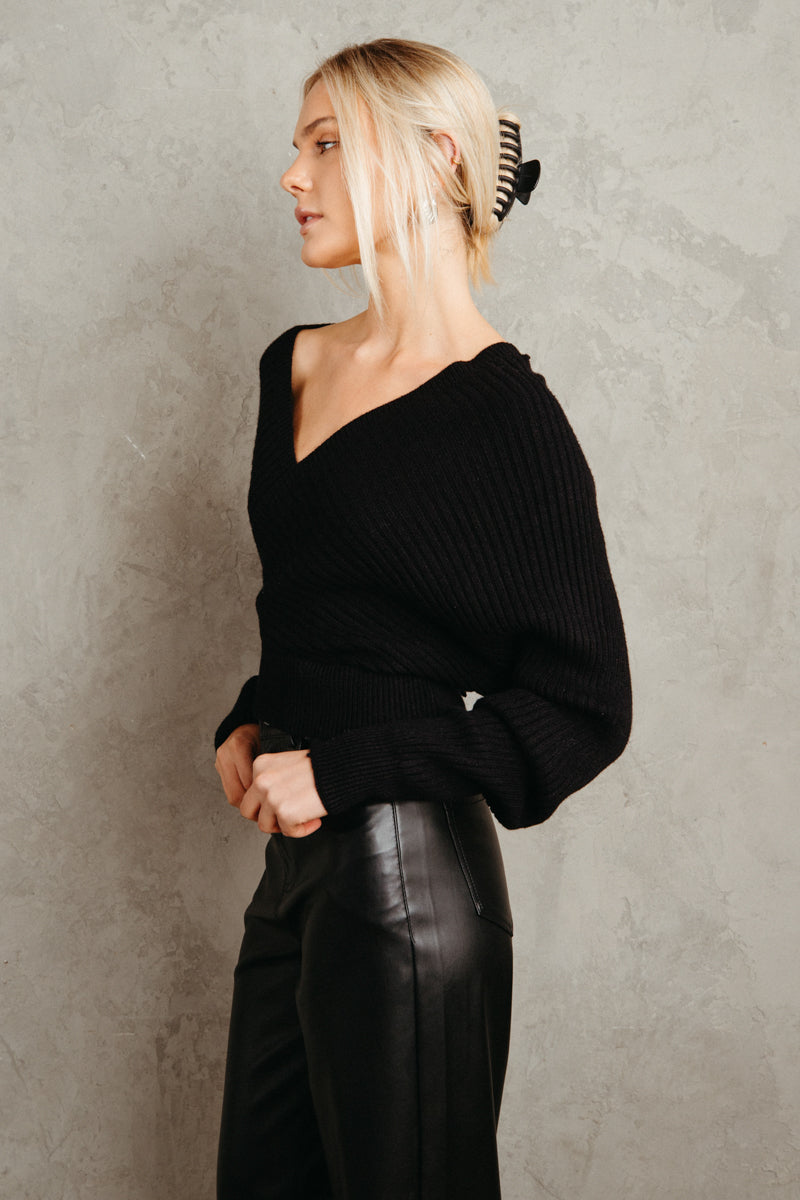 black open back sweater - black sweater outfit ideas - sweater outfit for fall