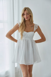 Cianna Chiffon Bustier Babydoll Mini Dress • American Threads Boutique Red / S