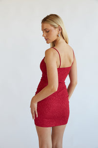 Clara Glitter Corset Bodycon Mini Dress Shop American Threads Women's Trendy Online Boutique Red / L Clara Glitter Corset Bodycon Mini Dress Shop American Threads Women's Trendy Online Boutique Red / L