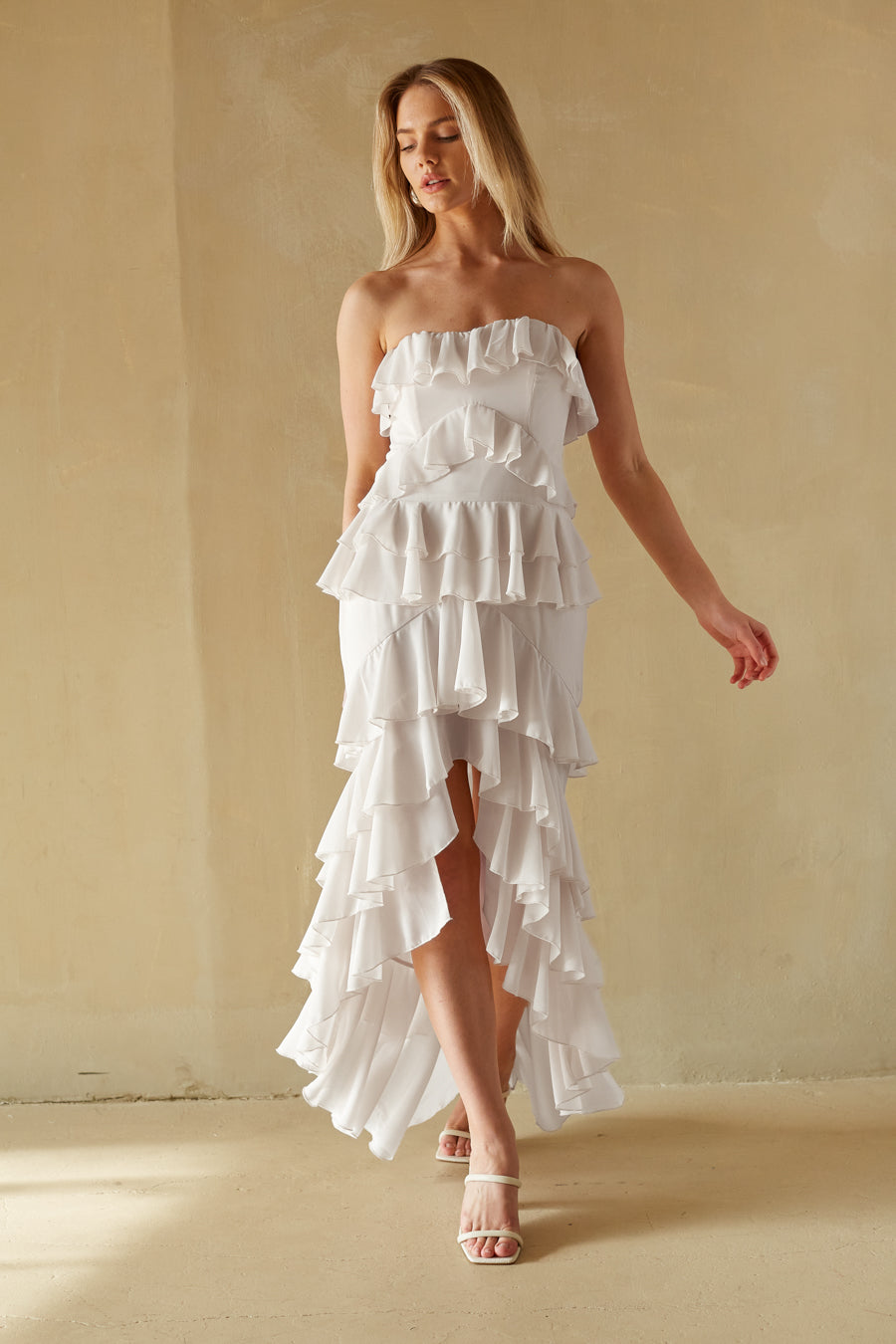 maxi ruffled high low dress custom size Clementine Ruffle • Shop American Threads Boutique Berry / S The tailored waistband cinches 906 Size:S (UK10) Atten 4-Drawer Wide Dresser
