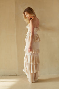 Clementine High Low Ruffle Maxi Dress • Shop American Threads Boutique Berry / S