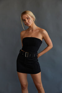 trendy black cargo style skirt - utility mini skirt with belt