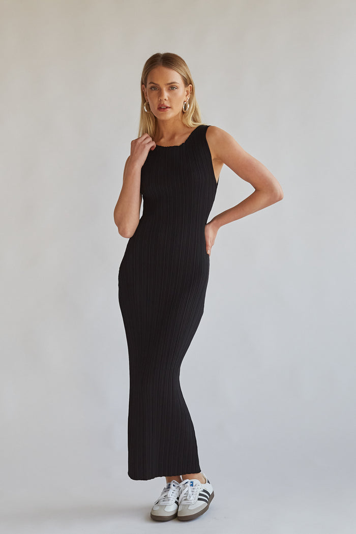 Dariann Sleeveless Ribbed Midi Dress | Shop American Threads Boutique Blue / L Dariann Sleeveless Ribbed Midi Dress | Shop American Threads Boutique Blue / L