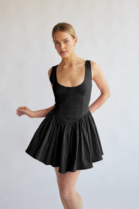 Delaney Corset Mini Dress, Black / S
