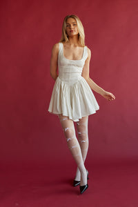 white corset a line mini dress | little white mini dress boutique