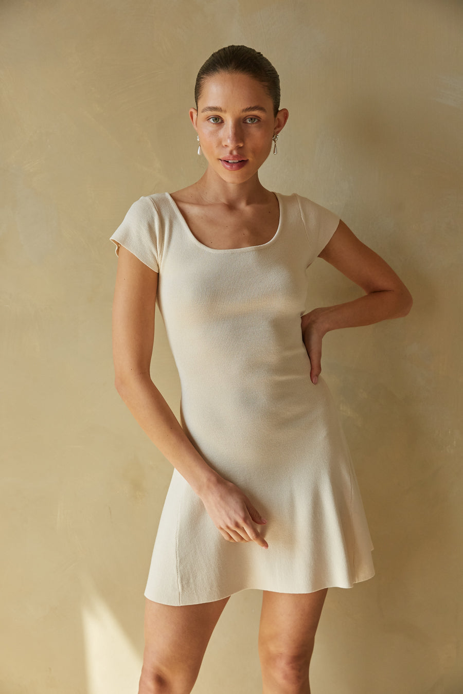 Dinah Knit Open Back Mini Dress Shop American Threads Online Boutique Ivory / S Dinah Knit Open Back Mini Dress Shop American Threads Online Boutique Ivory / S