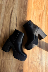 black lug sole boots with chunky heel 