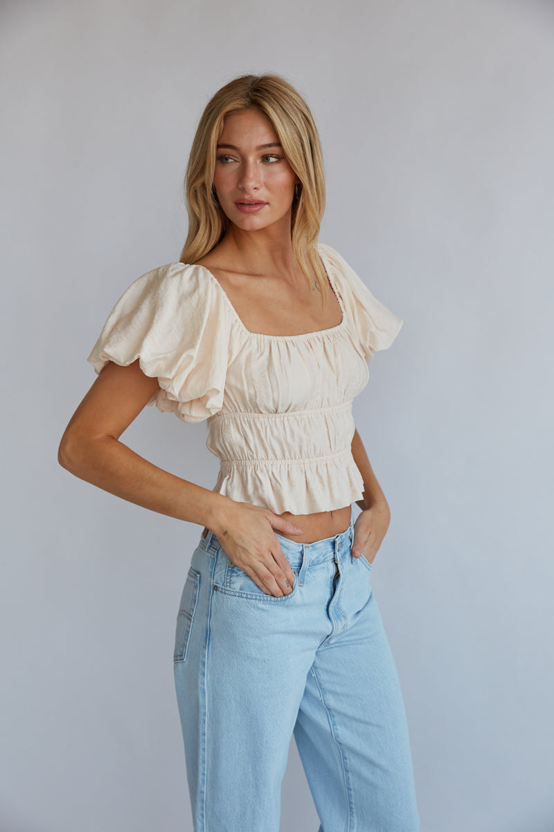 Dottie Puff Sleeve Ruffle Crop Top • Shop American Threads Women's