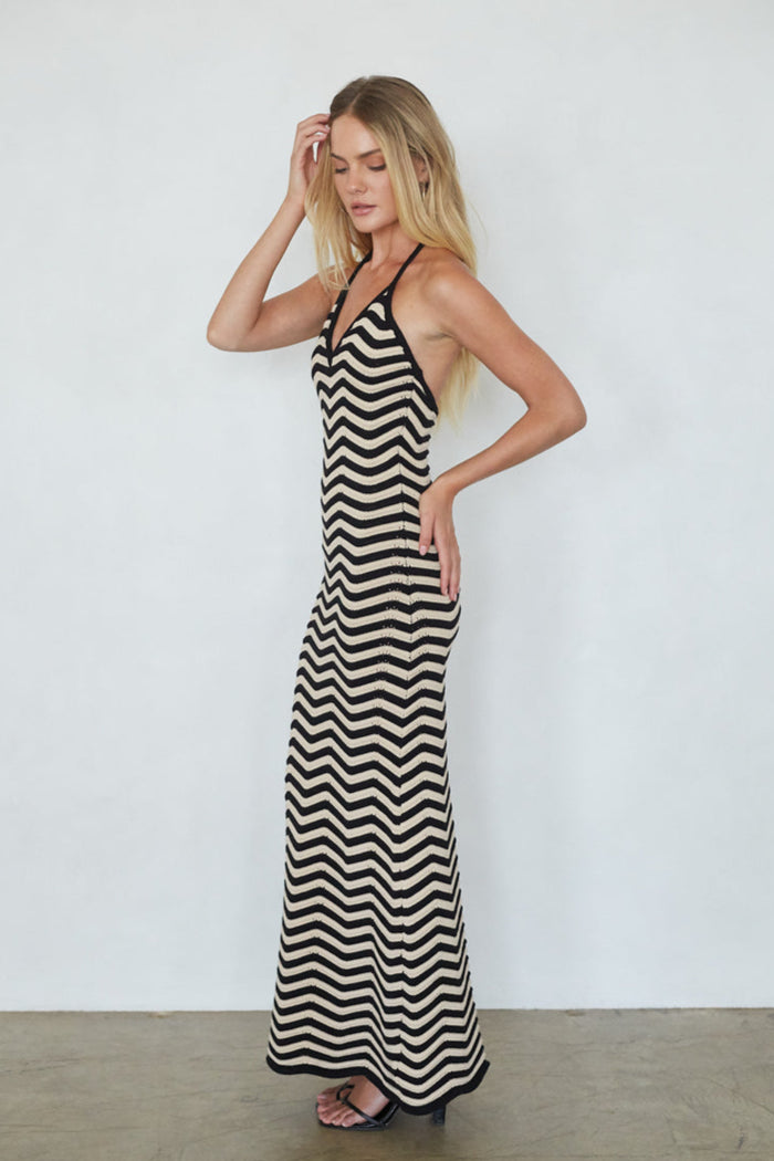 striped knitted maxi dress Celeste Striped Knit Maxi Dress