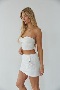 white drawstring mini skirt - trendy cargo style skirt - white parachute mini skirt