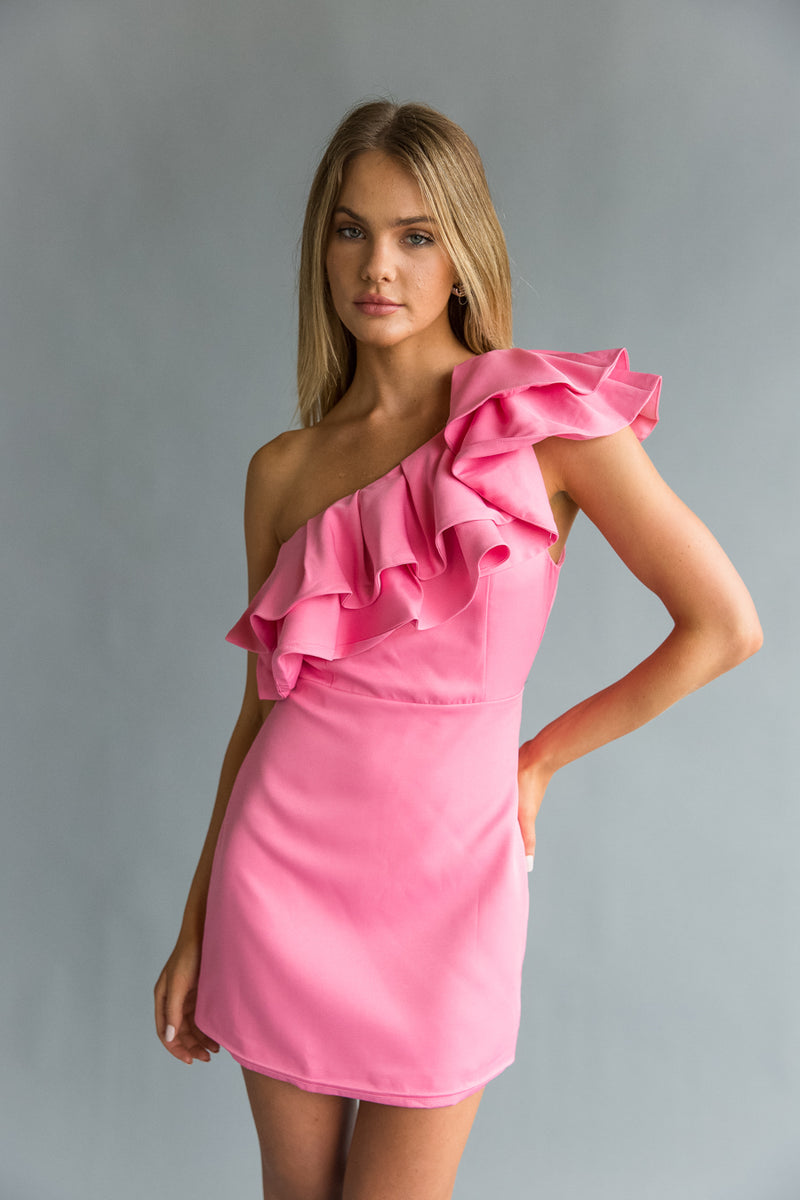 Edith One Shoulder Ruffle Mini Dress Edith One Shoulder Ruffle Mini Dress
