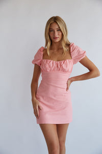 bubblegum pink mini dress with open back