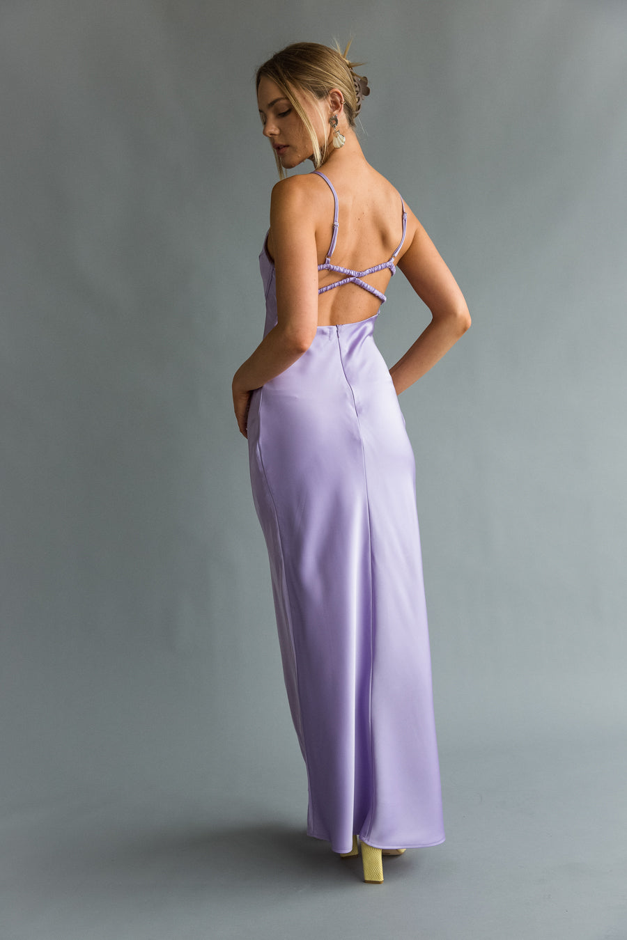 Emryn Open Back Maxi Dress Shop American Threads Online Boutique Lavender / L Emryn Open Back Maxi Dress Shop American Threads Online Boutique Lavender / L