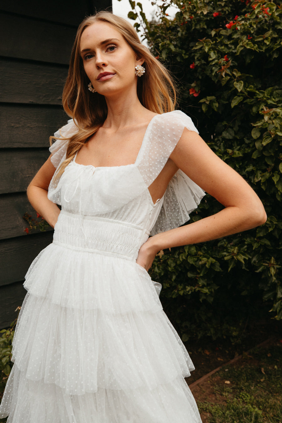 Evalyn Tiered Ruffle Maxi Dress • Shop American Threads Women's Trendy Online Boutique White / L