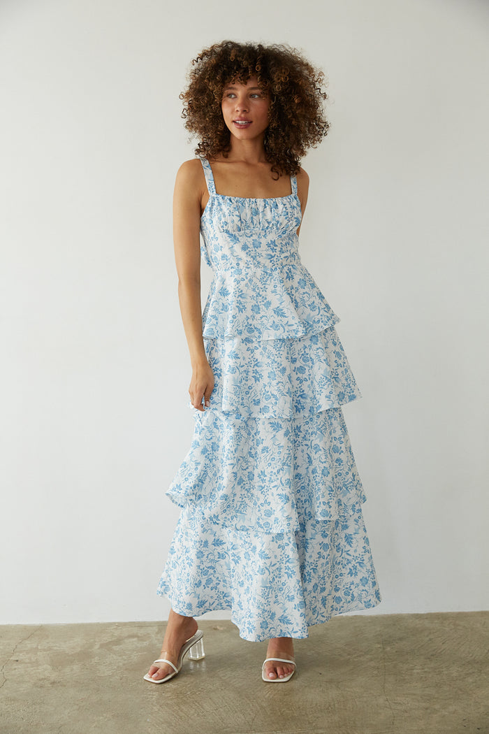 tulle floral plunge neck flutter sleeve tier maxi dress Warehouse Women's Tulle Polka Dot Plunge Neck Flutter Sleeve Tier Maxi Dress in Cream