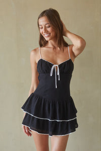 fiorella open back ruffle mini dress Fiorella