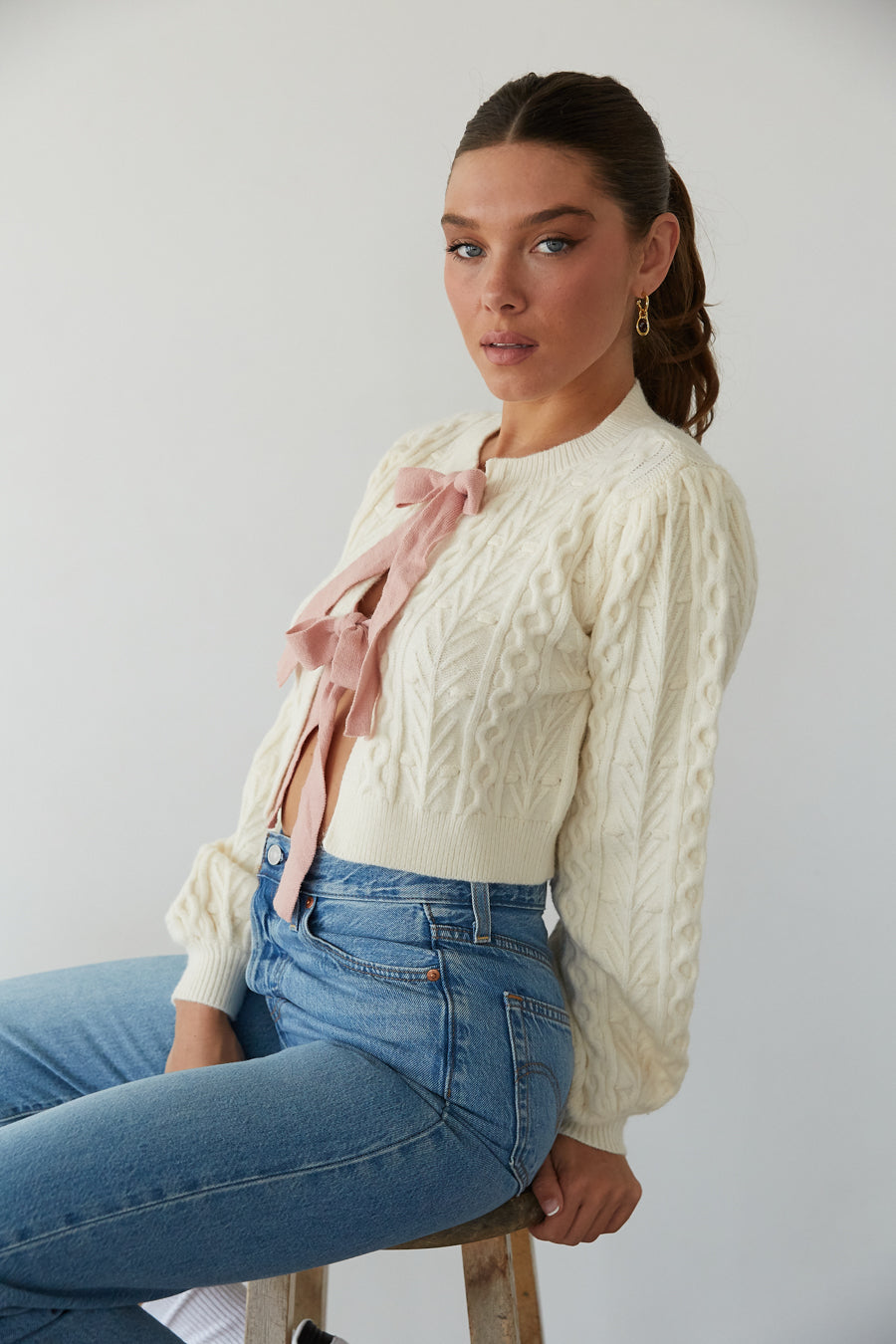 Alhudapk Balloon Sleeve Cropped Sweater Urban Outfitters Crop