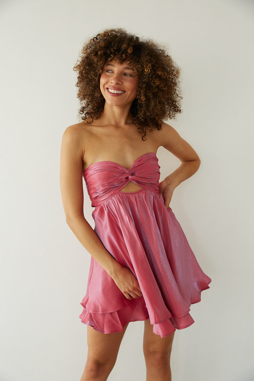 Twist Front Babydoll Mini Dress