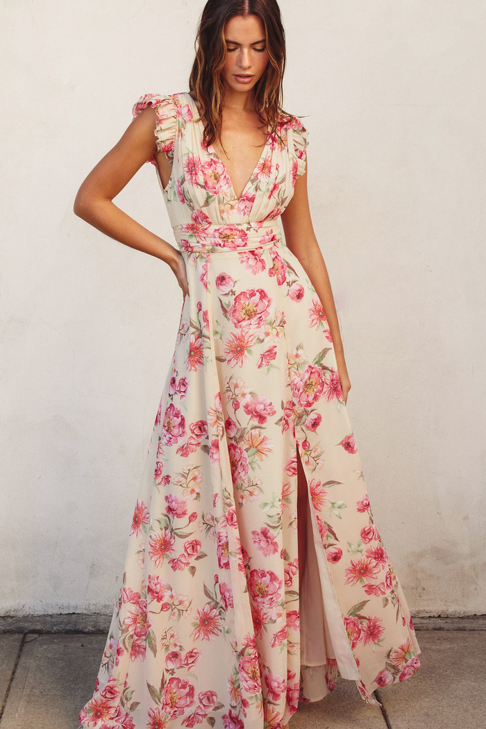 Ginny Floral Chiffon Maxi Dress • Shop American Threads Online Boutique