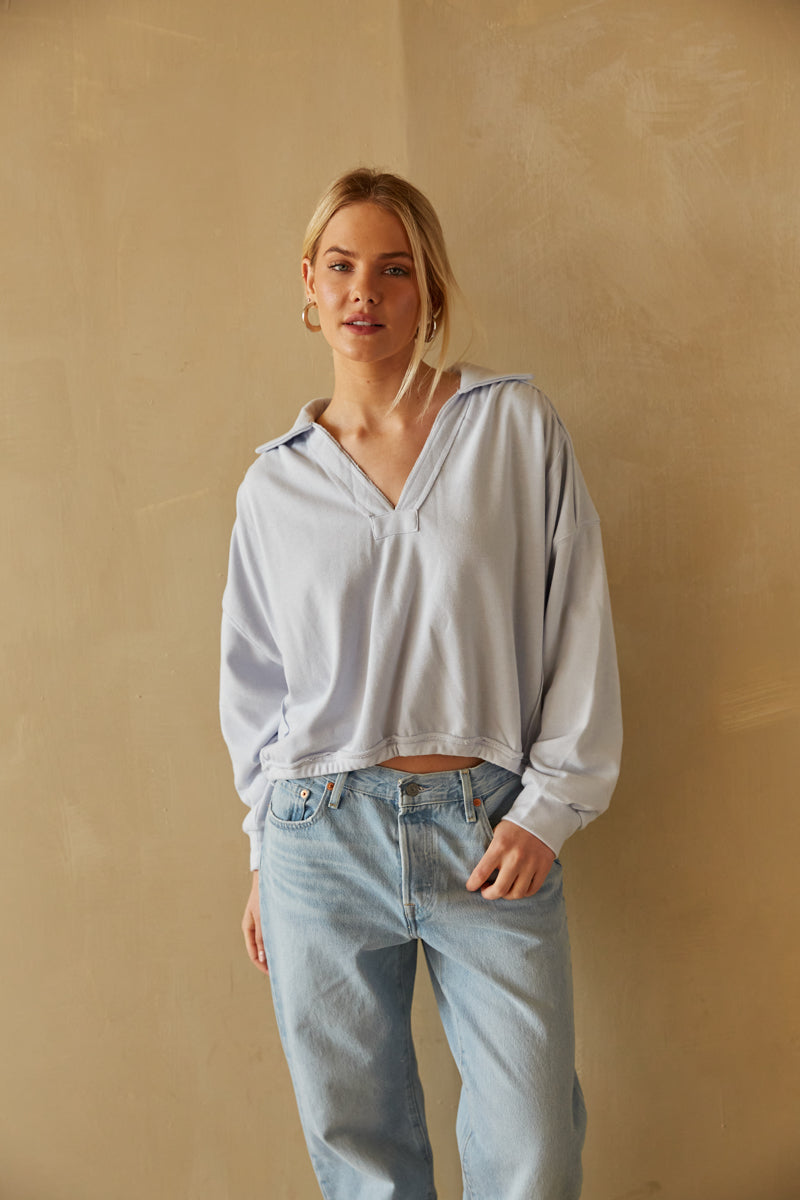 pale blue periwinkle cozy sweater - cropped soft  pullover