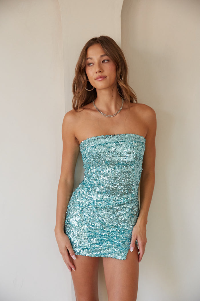 Hailey Strapless Sequin Bodycon Mini Dress American Threads Boutique