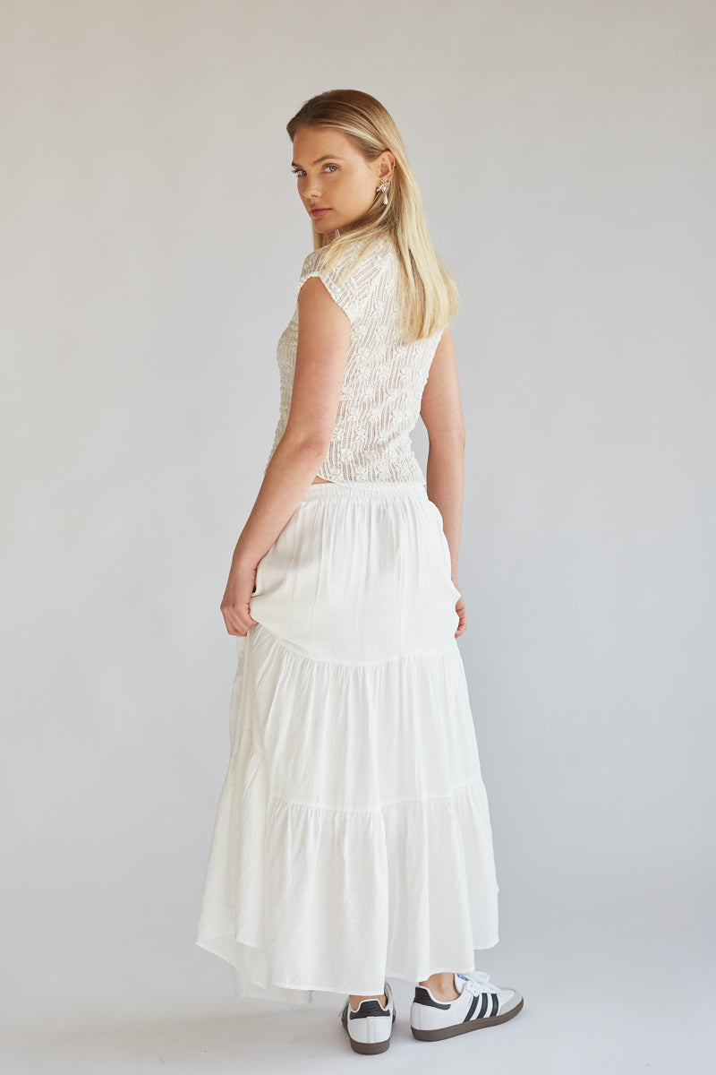 clean white summer maxi skirt | flowy maxi skirt for spring 
