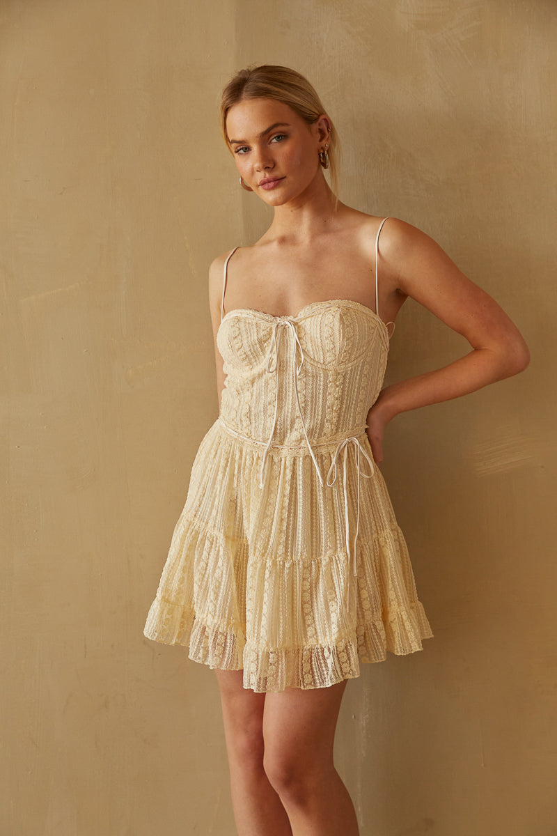 Lace Mini Dress - Babydoll Mini Dress
