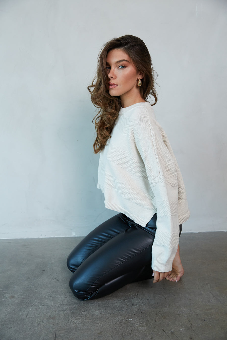 Jess Tonal Striped Knit Cropped Sweater • Shop American Threads