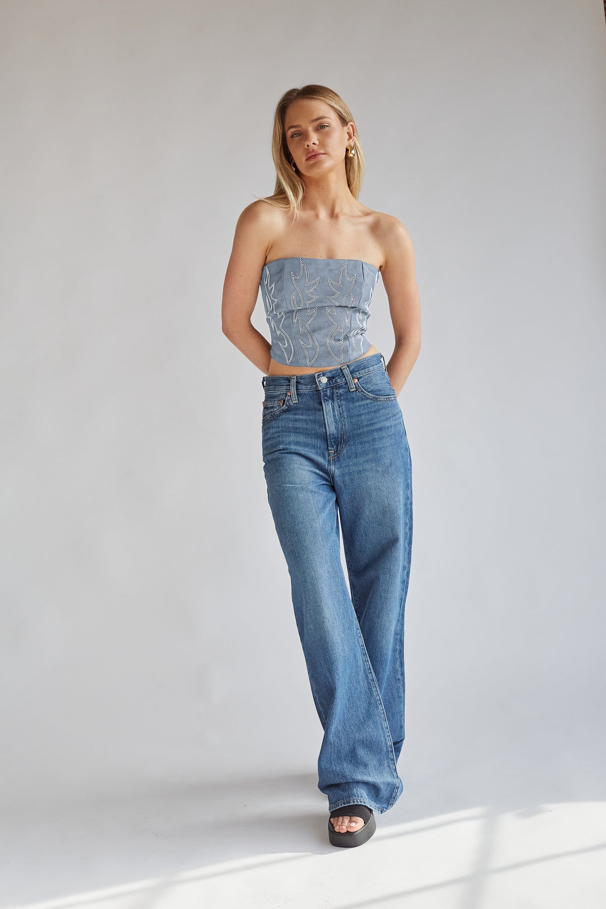 Jesse Strapless Faux Leather Western Corset