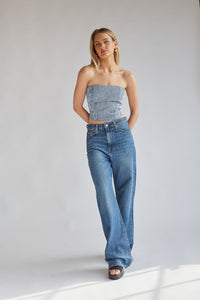 Jesse Strapless Faux Leather Western Corset