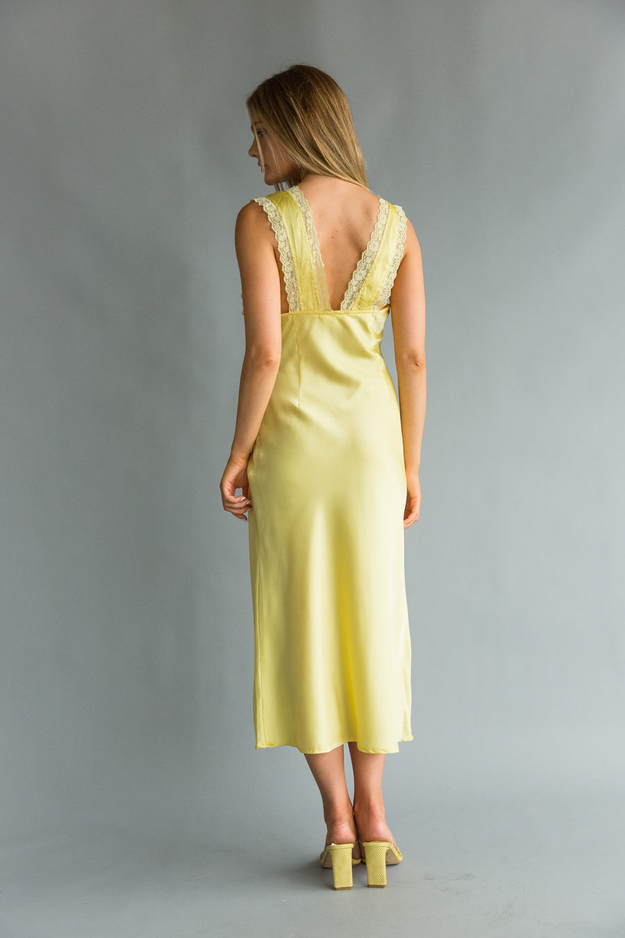Juniper Lace Trim Satin Midi Slip Dress • Shop American Threads Online
